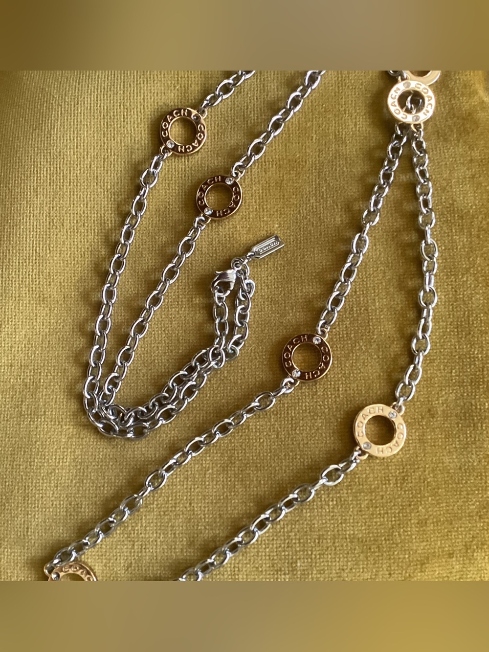 Coach Brand Gold and Silver Circle Link Necklace - Picture 4 of 5